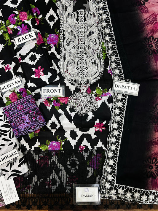 Nureh Embroidered Unstitched 3 Piece