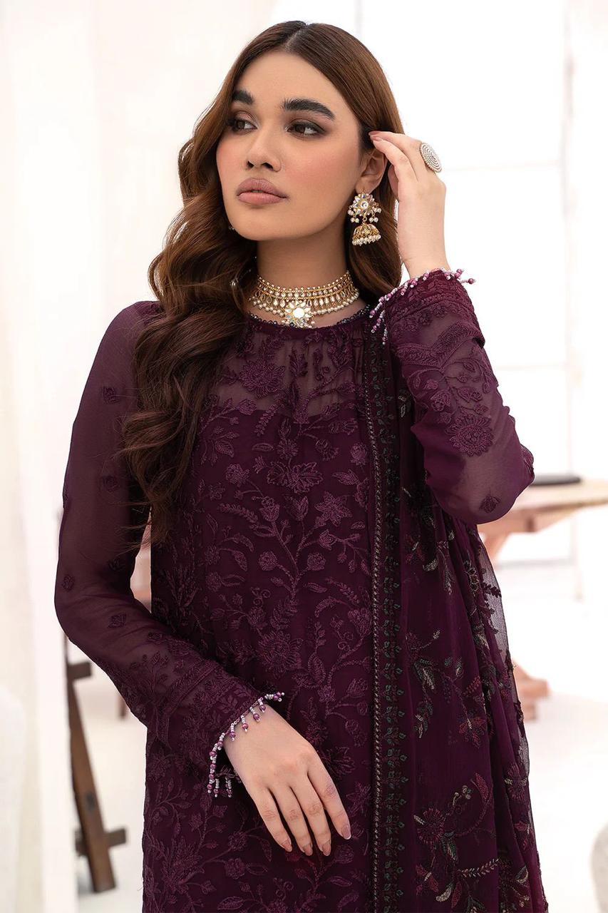 Zaha Chiffon Embroidered Unstitched 3 Piece