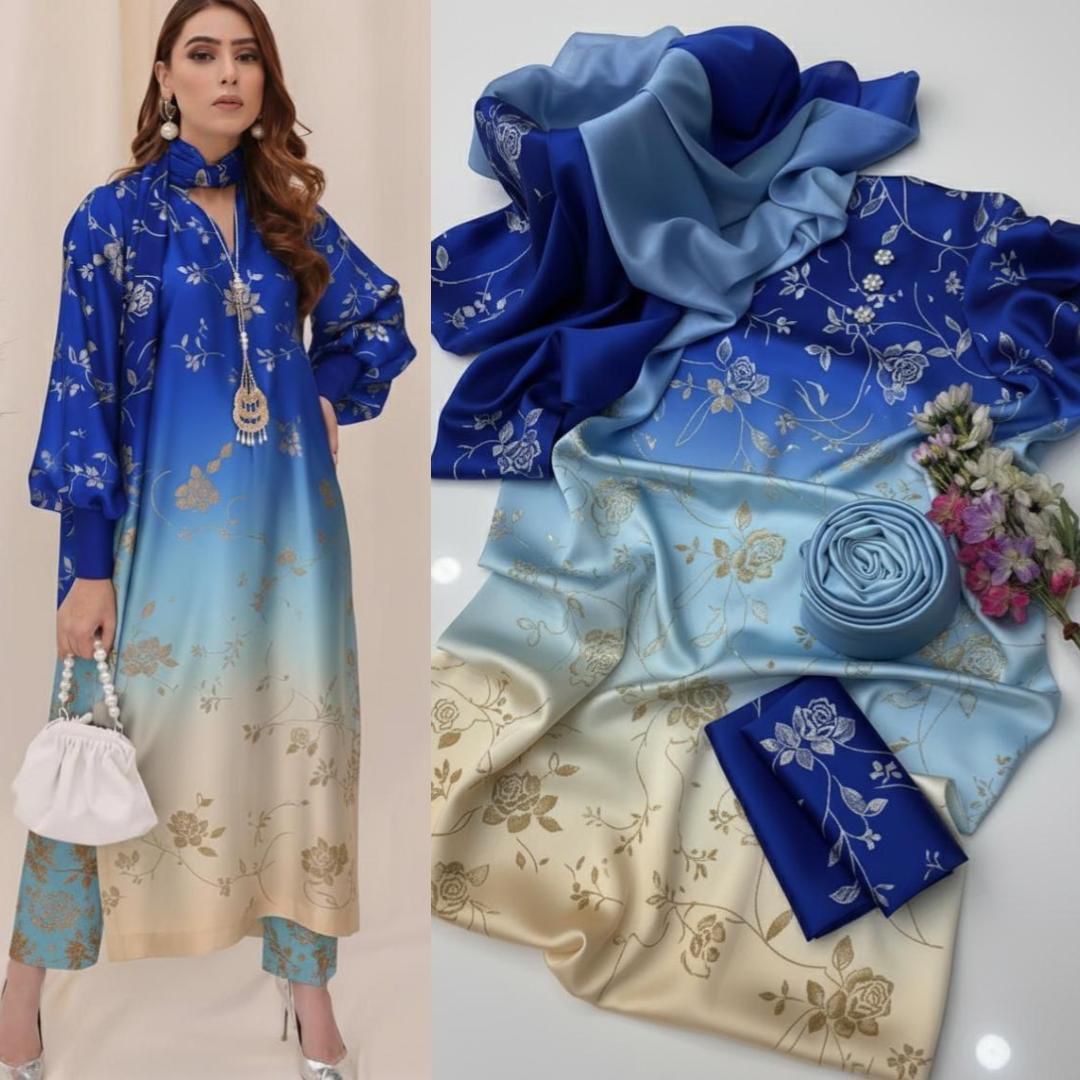 Lulusar Tie and Dye Digital Printed 3 Piece