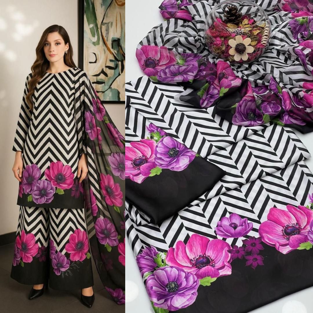 Lulusar Tie and Dye Digital Printed 3 Piece