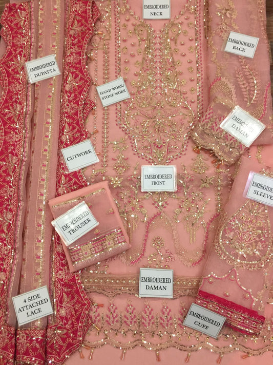 Afrozeh Embroidered Unstitched 3 Piece
