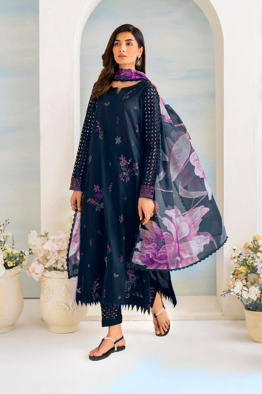 Iznik Blue Embroidered Unstitched 3 piece
