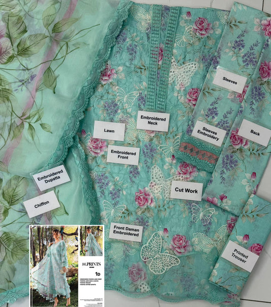Maria.b Lawn Embroidered Unstitched 3 Piece