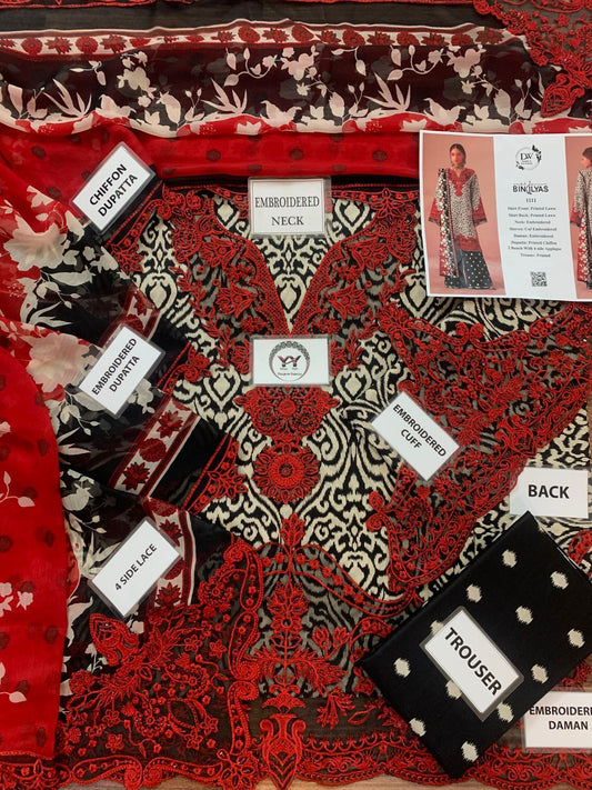 Bin Ilyas Embroidered Unstitched 3 Piece