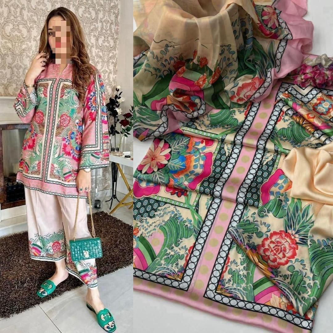 Lulusar Tie and Dye Digital Printed 3 Piece