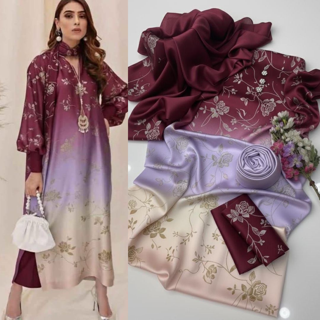 Lulusar Tie and Dye Digital Printed 3 Piece