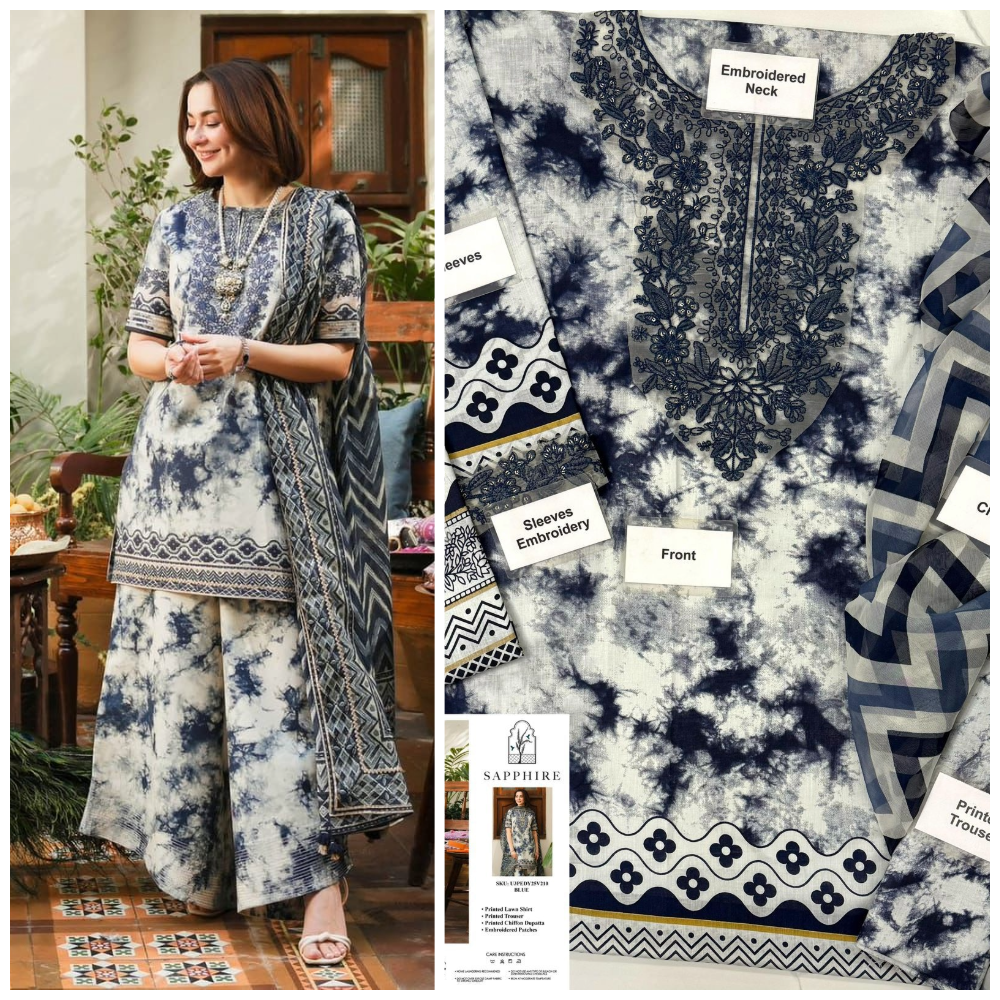 Sapphire Embroidered Unstitched 3 Piece
