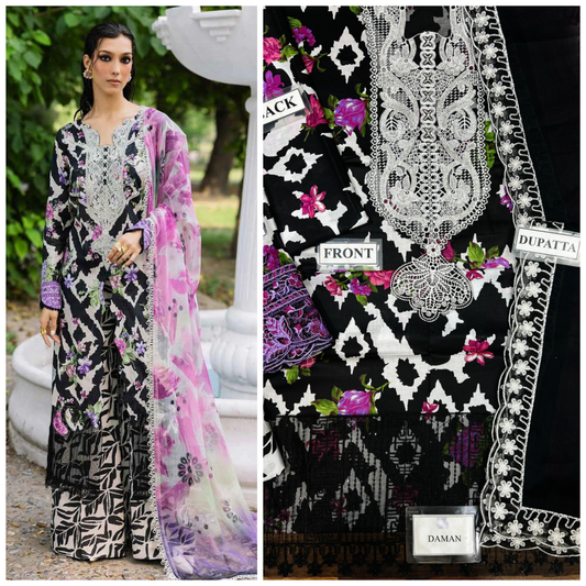 Nureh Embroidered Unstitched 3 Piece