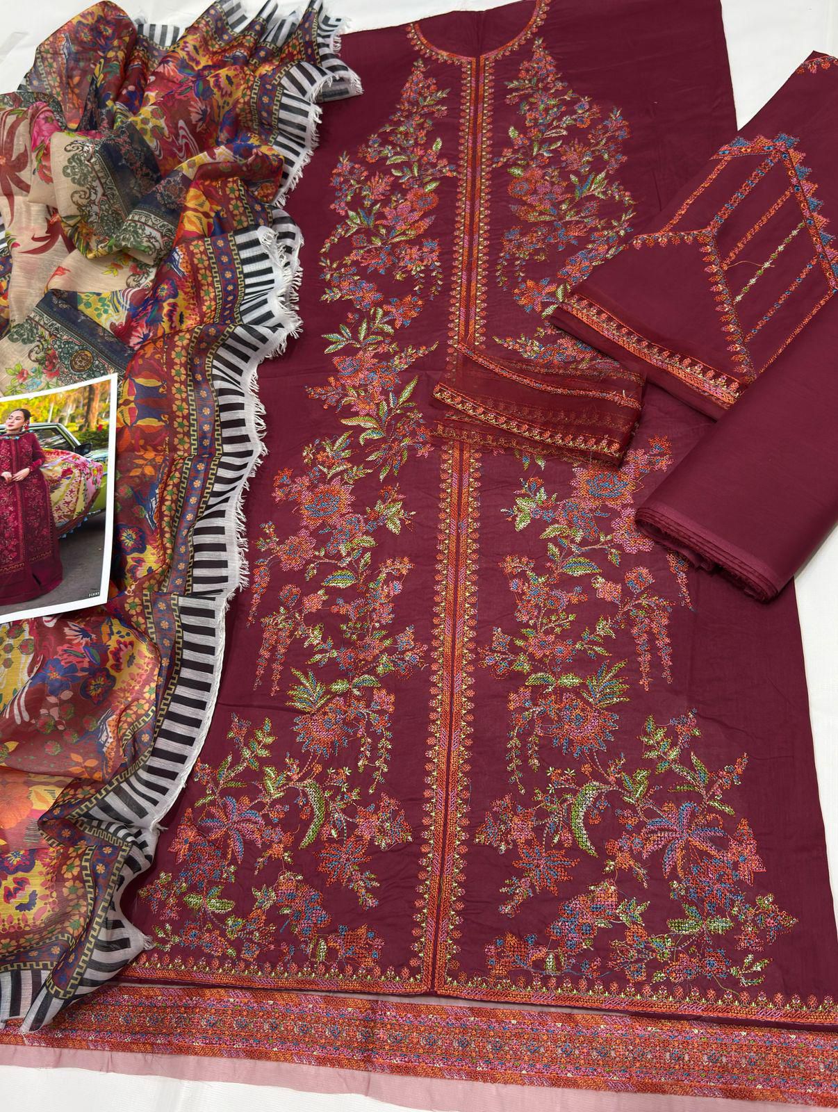 Coco 1000 Embroidered Unstitched 3 Piece
