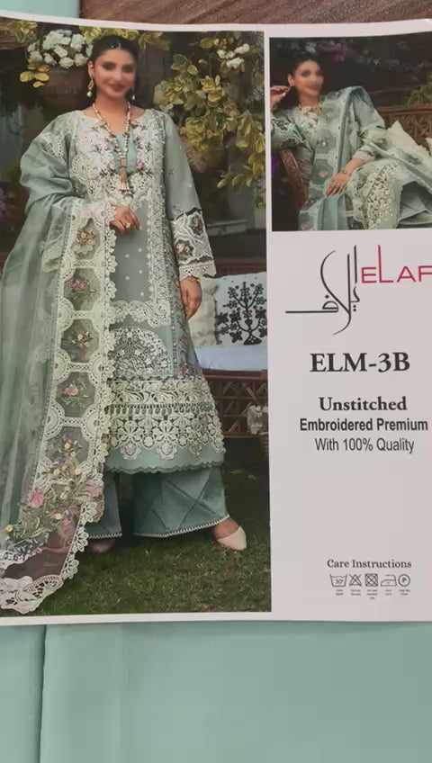 Elaf Chickenkari Embroidered Unstitched 3 Piece