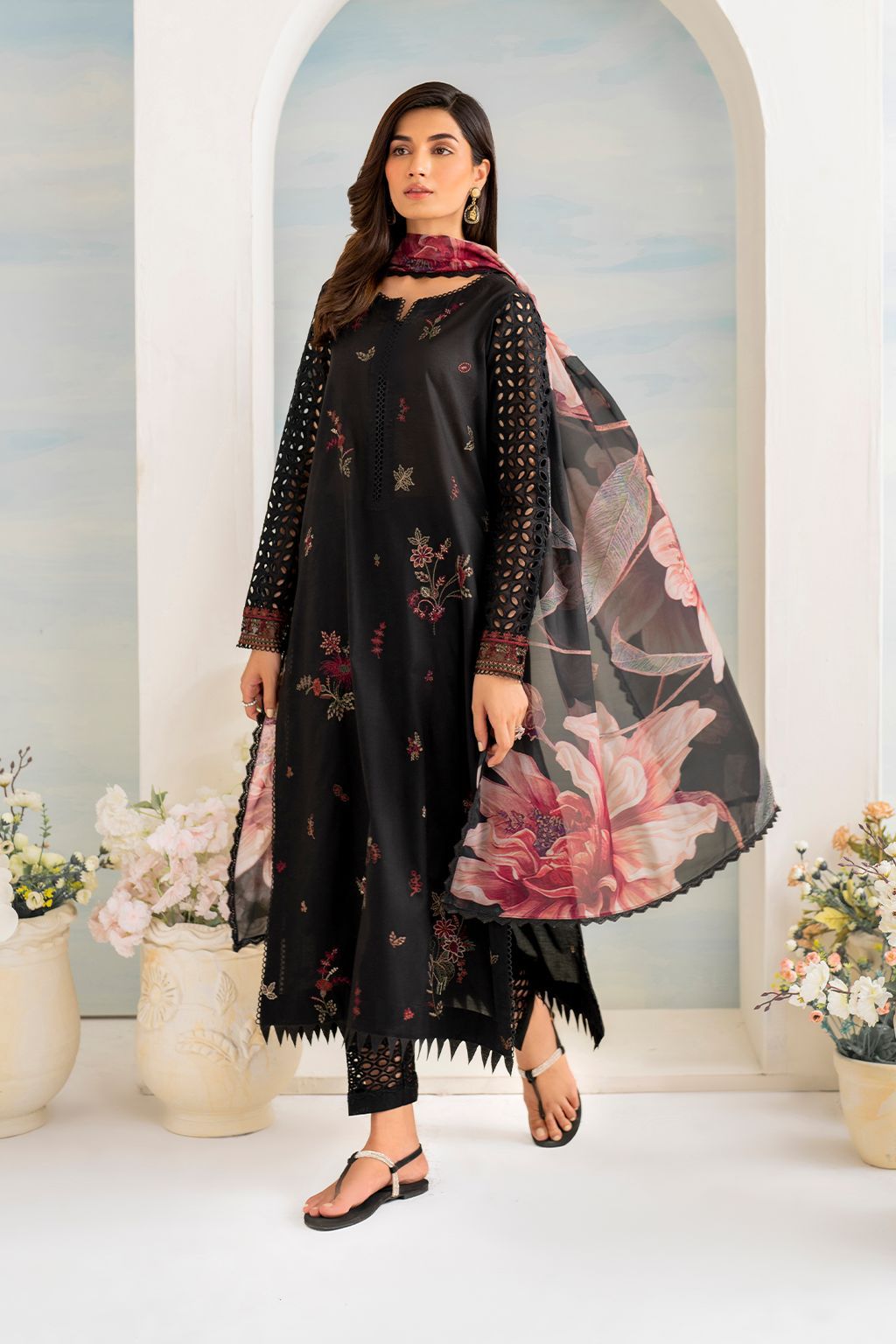 Iznik Black Embroidered Unstitched 3 piece