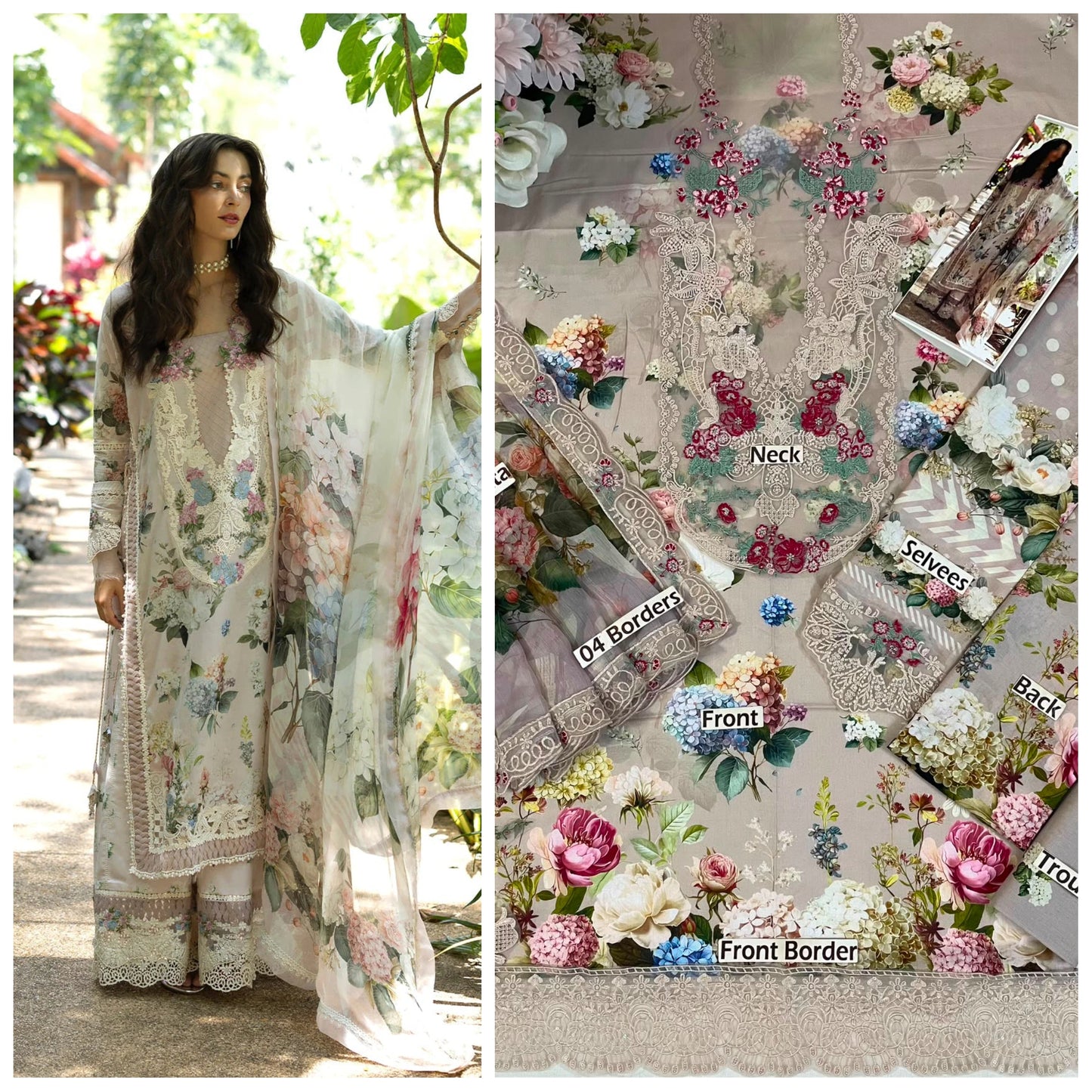 Elaf Lawn Embroidered Unstitched 3 piece