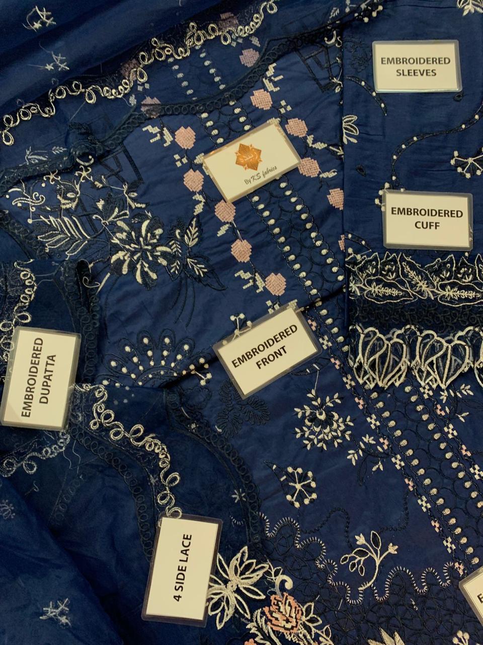 Qalamkar Chickenkari Unstitched 3 Piece