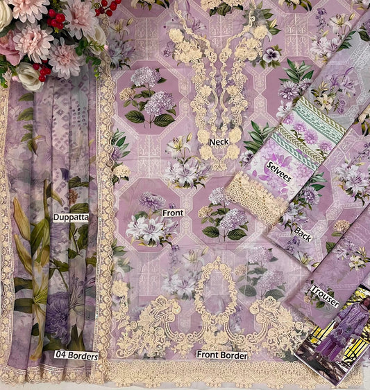 Elaf Lawn Embroidered Unstitched 3 piece