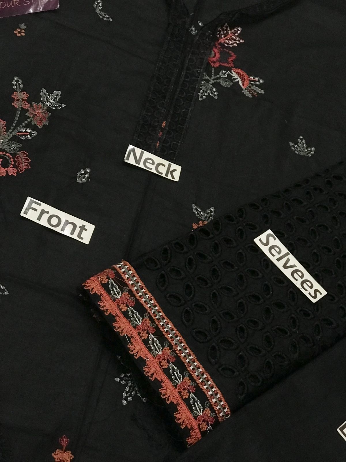 Iznik Black Embroidered Unstitched 3 piece