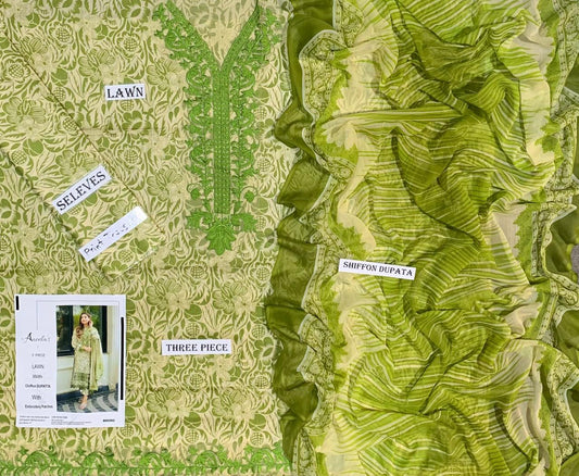 Aneela's Embroidered Unstitched 3 Piece