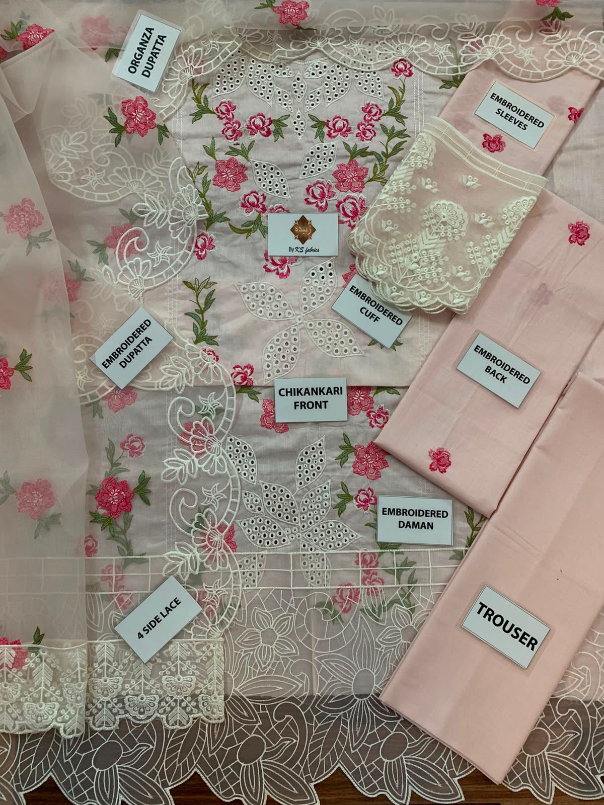 Mahnur Chickenkari Unstitched 3 Piece