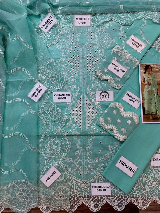 Mahnur Embroidered Unstitched 3 Piece