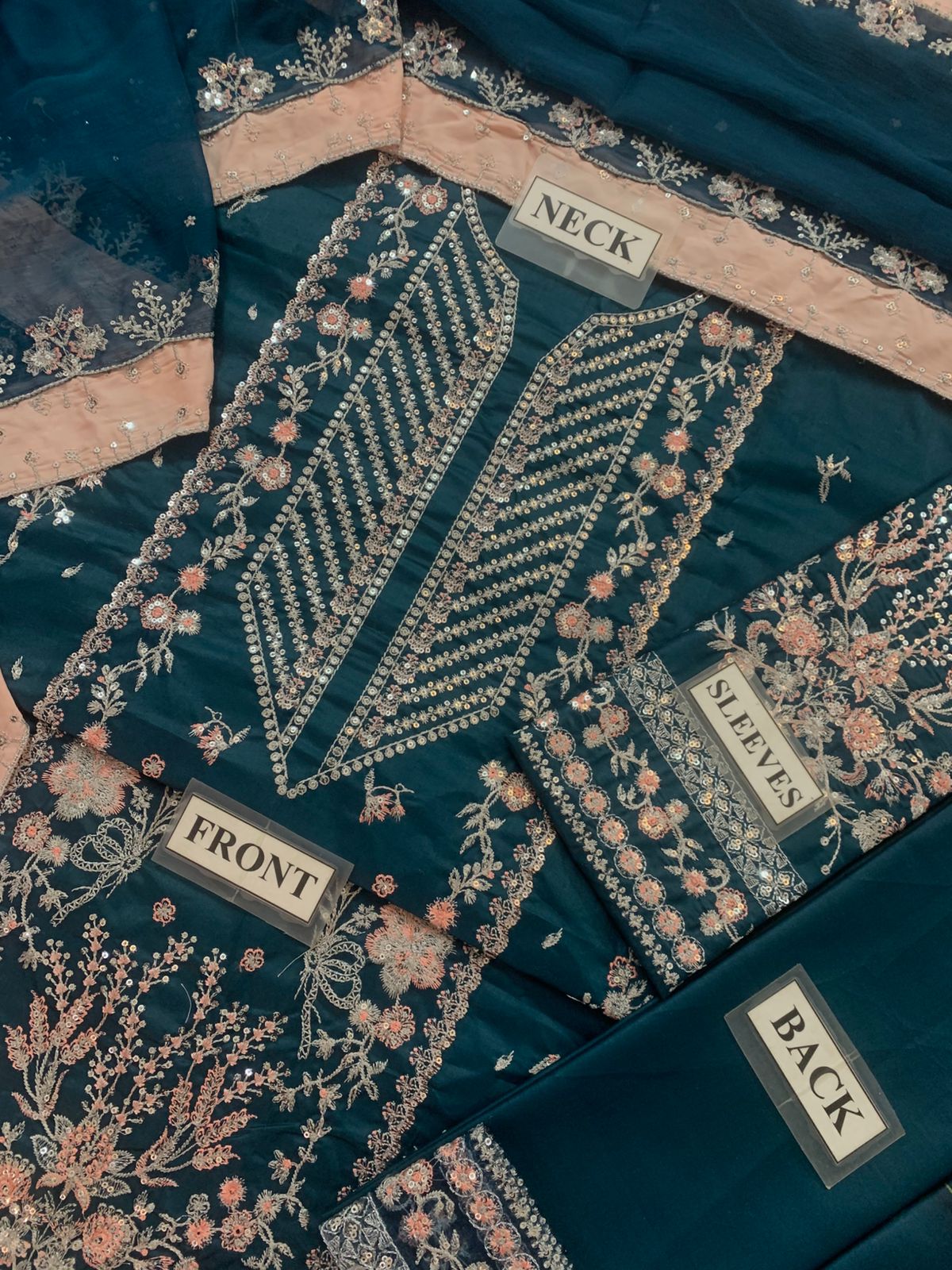Aneela's Green Embroidered Unstitched 3 Piece