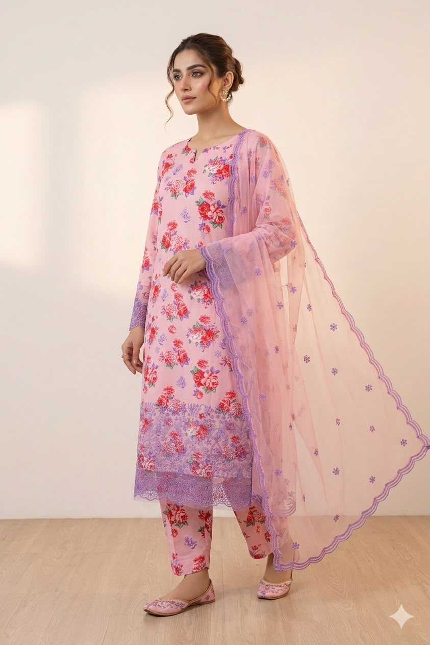 Afrozeh Lawn Embroidered Unstitched 3 piece