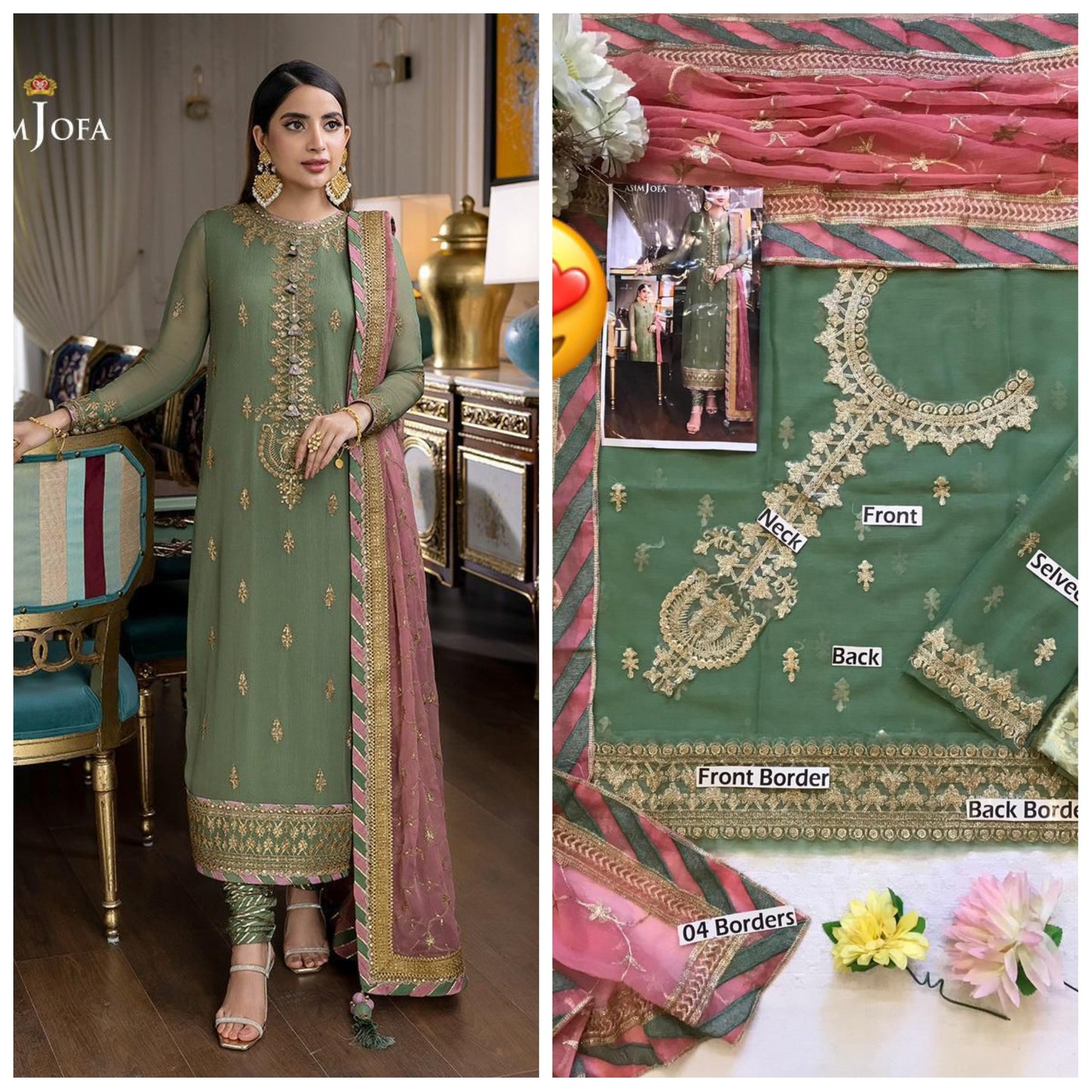 Asim Jofa Embroidered Unstitched 3 piece