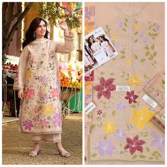 Aneela's Lawn Embroidered Unstitched 3 piece