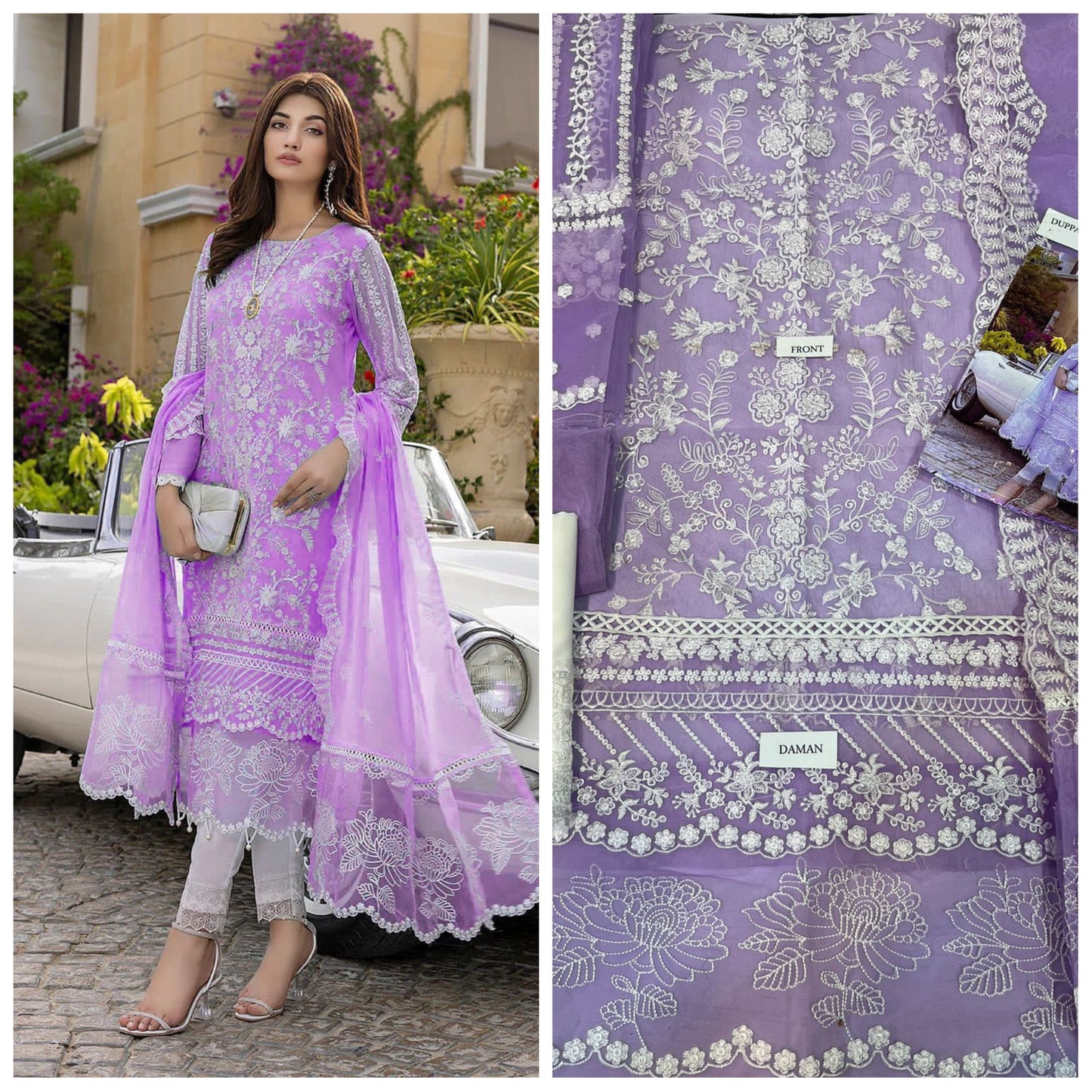 Azure Organza Embroidered Unstitched 3 piece