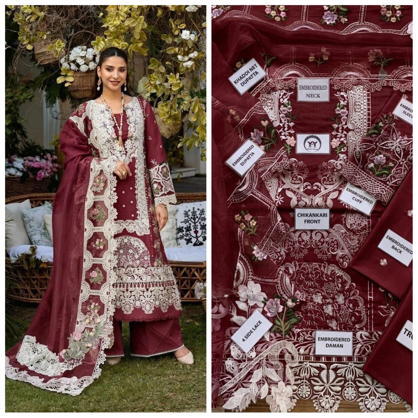 Elaf Chickenkari Embroidered Unstitched 3 Piece