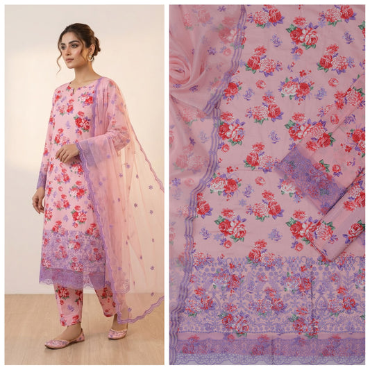 Afrozeh Lawn Embroidered Unstitched 3 piece