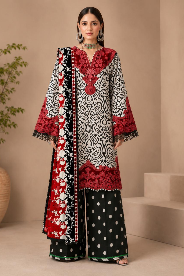 Bin Ilyas Embroidered Unstitched 3 Piece
