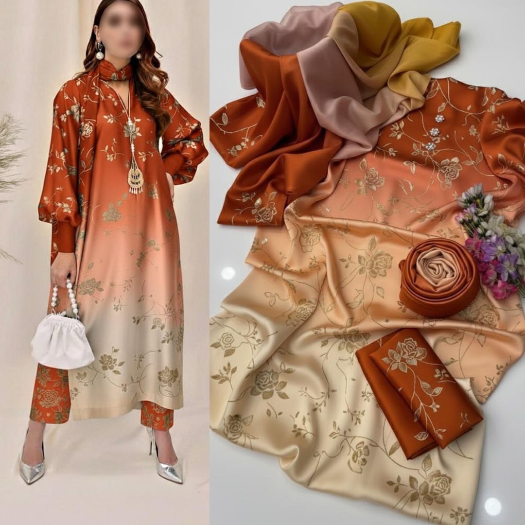 Lulusar Tie and Dye Digital Printed 3 Piece