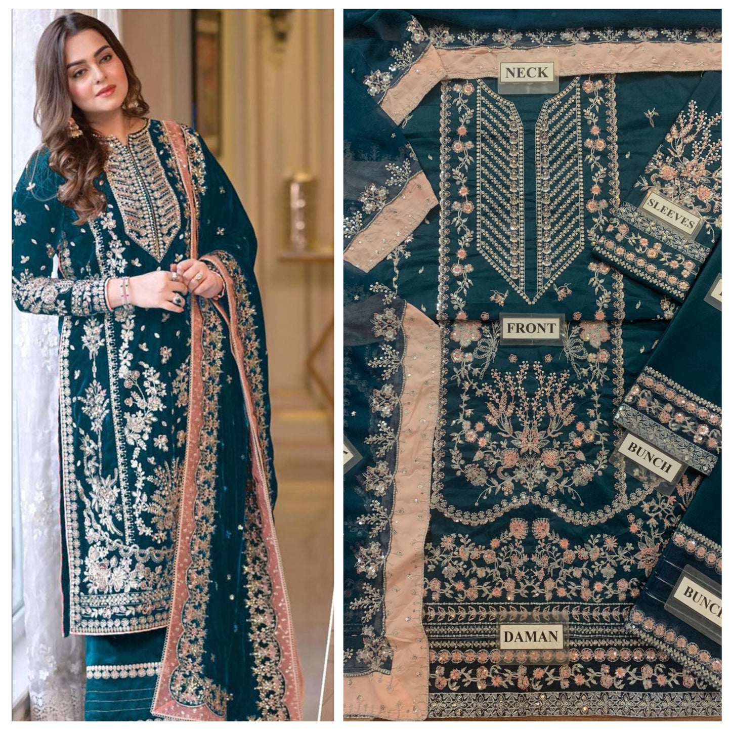 Aneela's Green Embroidered Unstitched 3 Piece