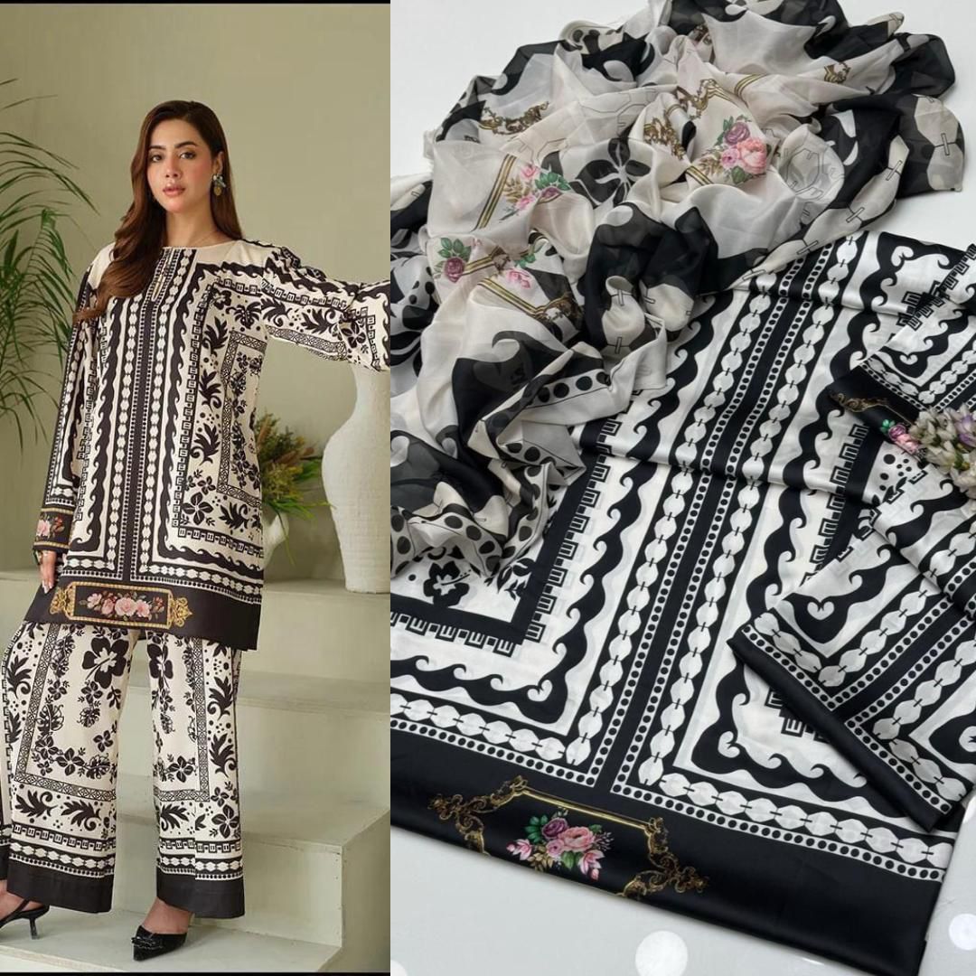 Lulusar Tie and Dye Digital Printed 3 Piece