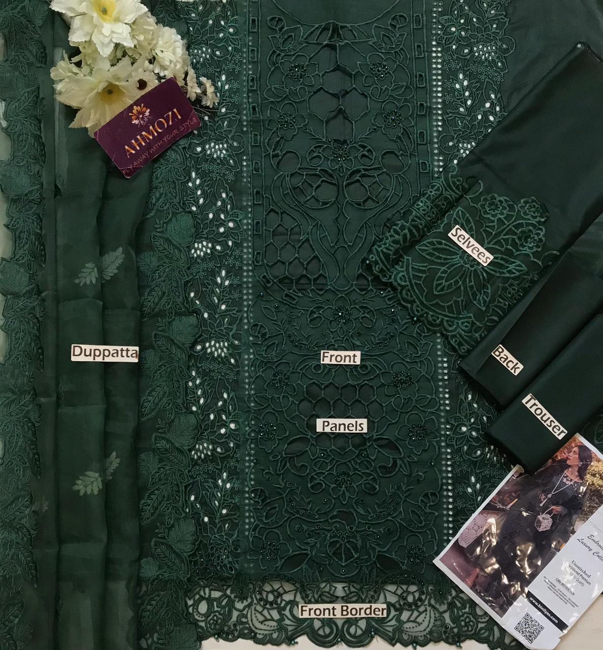 Bin Ilyas Luxury Lawn Embroidered Unstitched 3 Piece