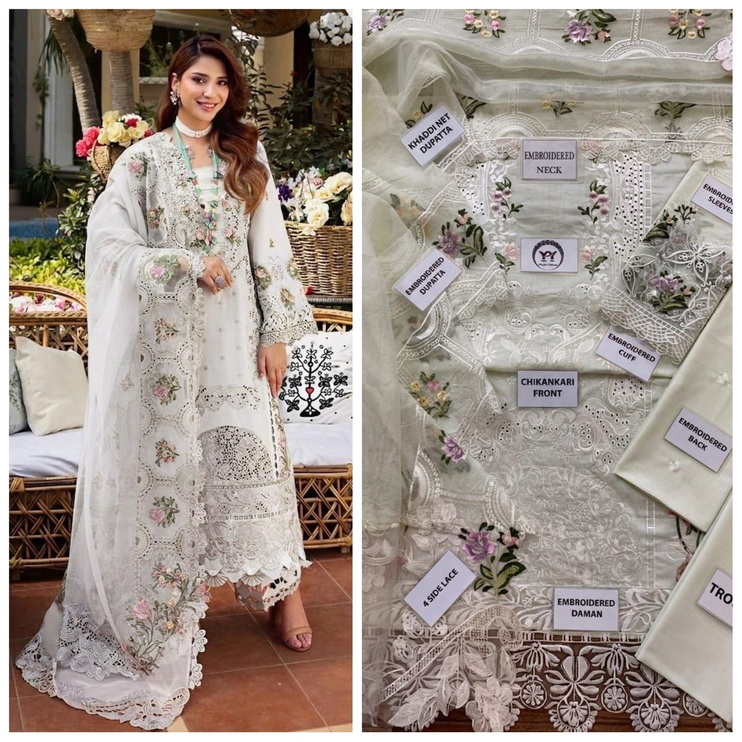Elaf Chickenkari Embroidered Unstitched 3 Piece