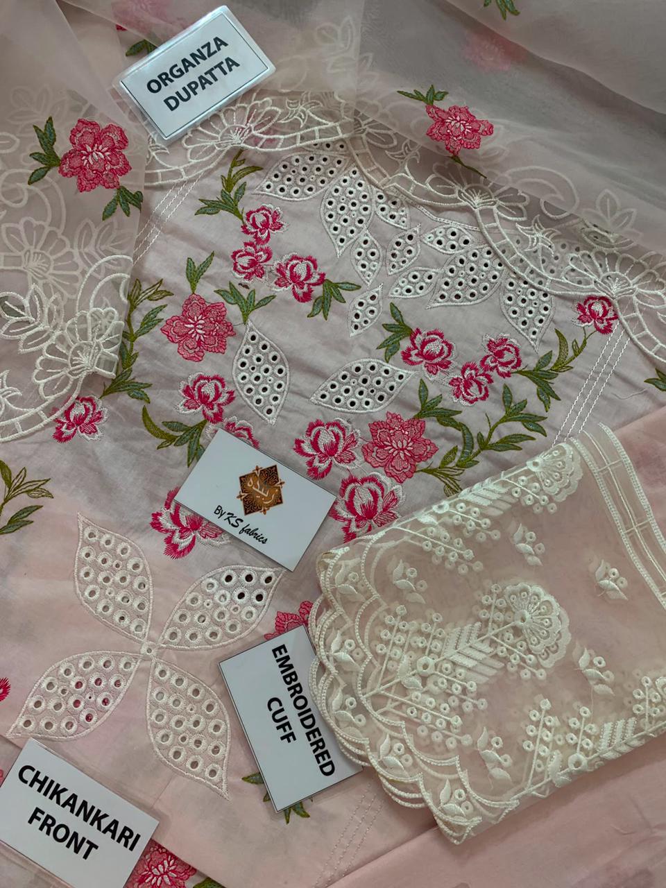 Mahnur Chickenkari Unstitched 3 Piece