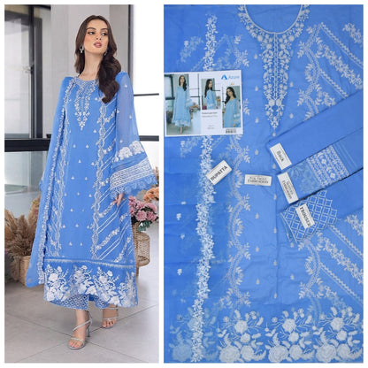 Azure Lawn Embroidered Unstitched 3 piece
