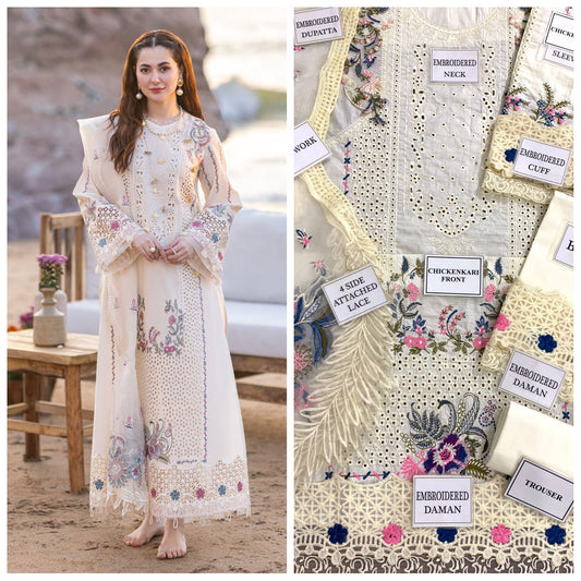 Qalamkar Embroidered Unstitched 3 Piece