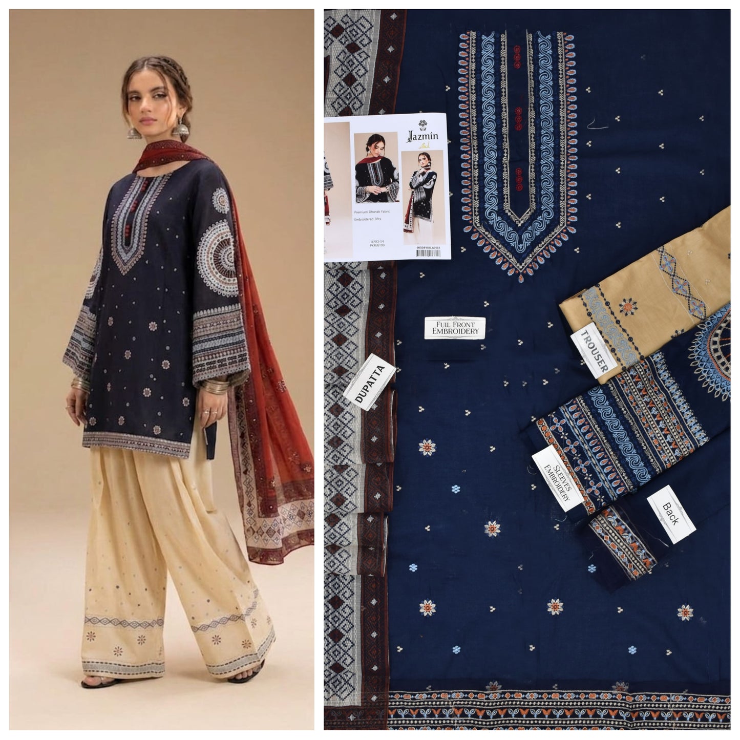 Jazmin Lawn Embroidered Unstitched 3 piece