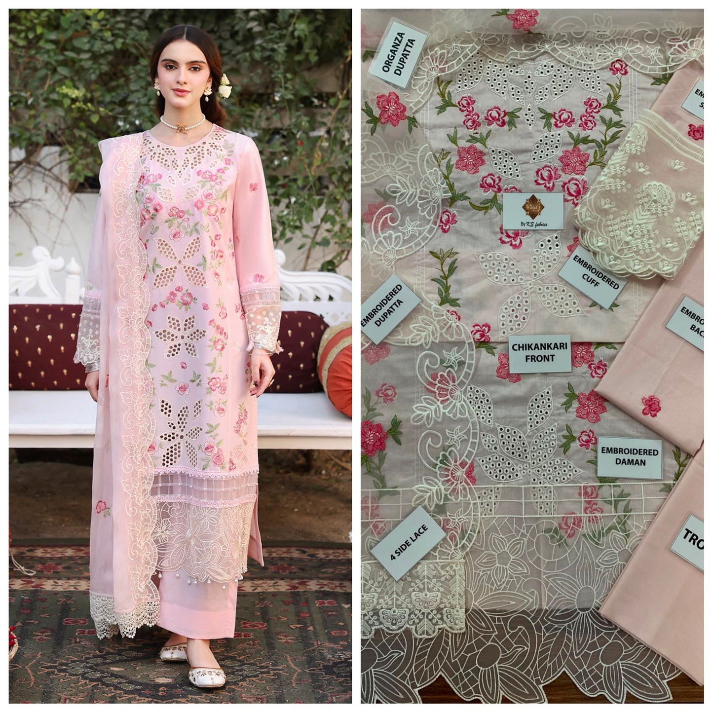Mahnur Chickenkari Unstitched 3 Piece