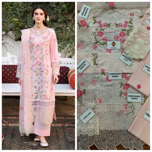 Mahnur Chickenkari Unstitched 3 Piece