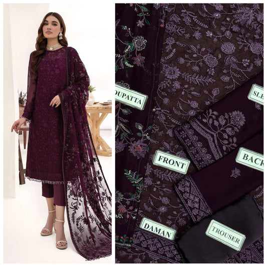 Zaha Chiffon Embroidered Unstitched 3 Piece