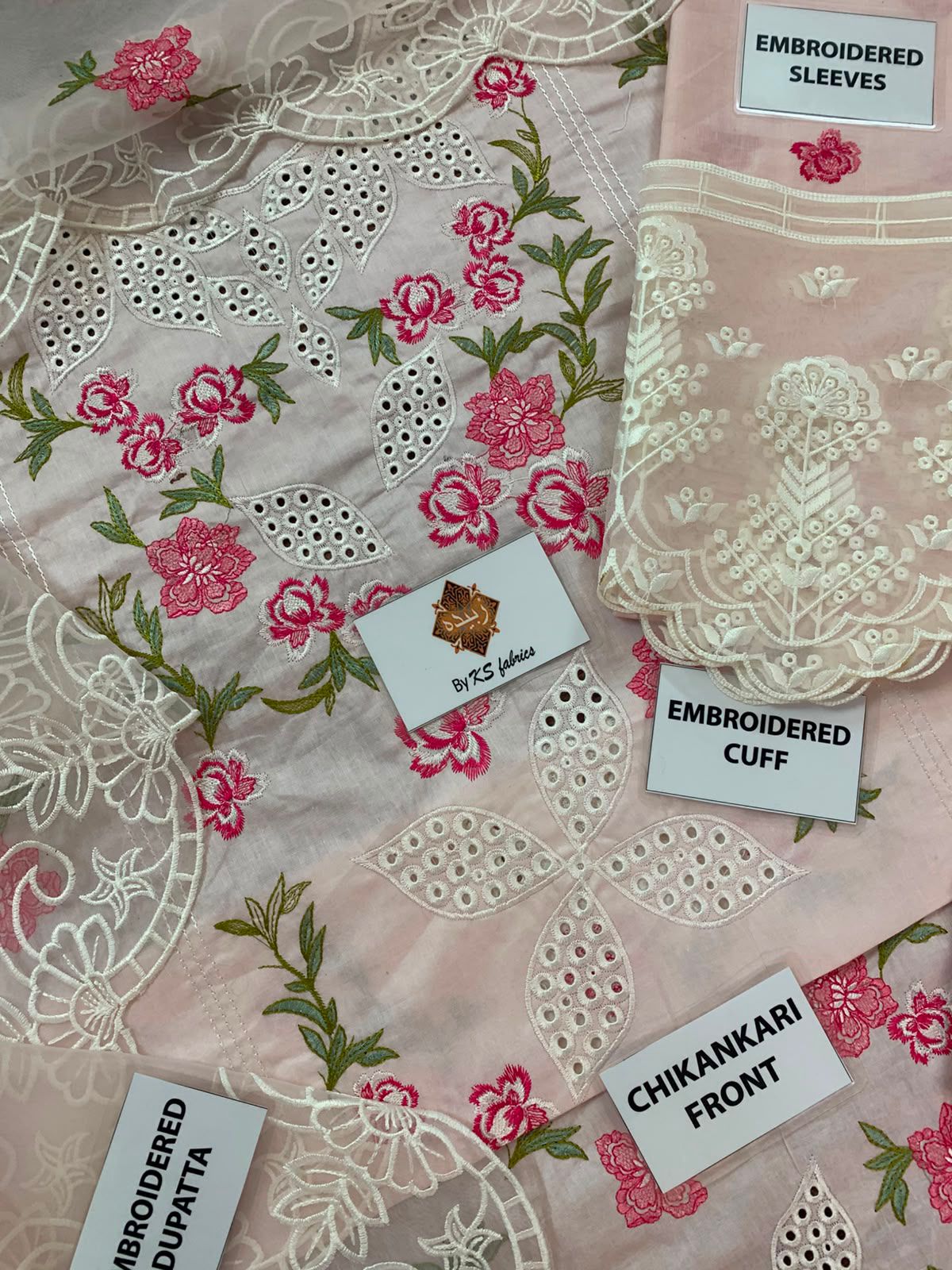 Mahnur Chickenkari Unstitched 3 Piece