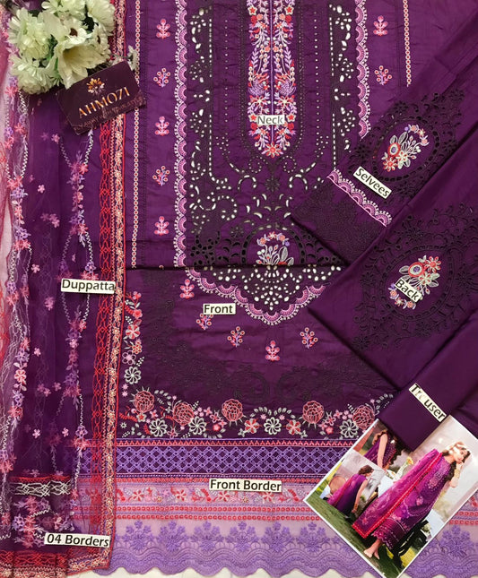 Bin ilyas Embroidered Unstitched 3 Piece