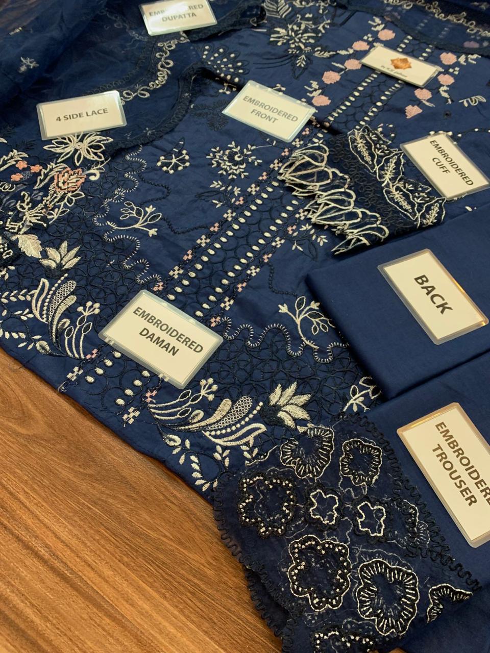 Qalamkar Chickenkari Unstitched 3 Piece
