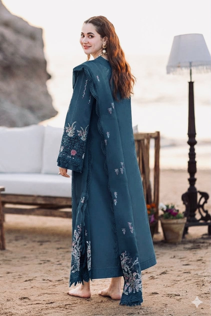 Qalamkar Embroidered Unstitched 3 Piece