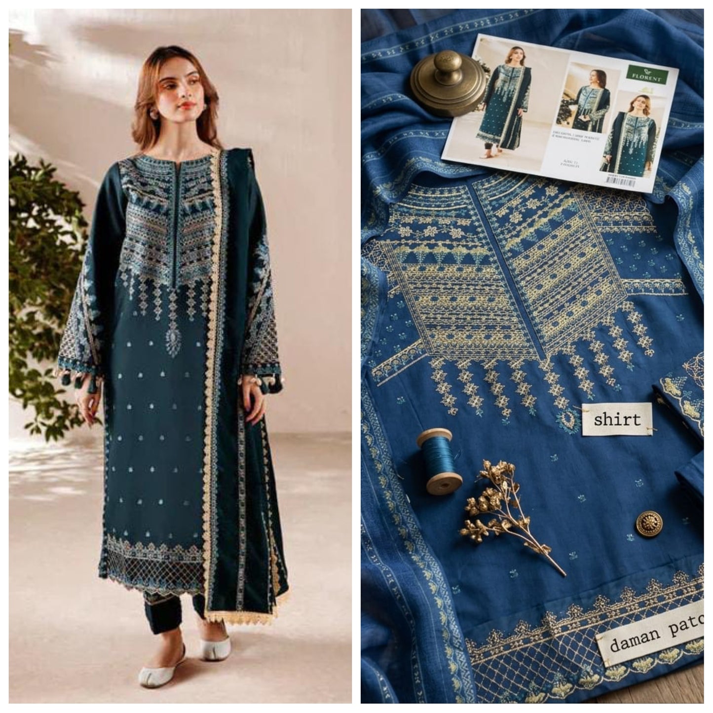 Florent Lawn Embroidered Unstitched 3 Piece
