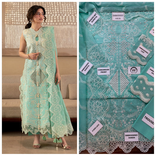 Mahnur Embroidered Unstitched 3 Piece