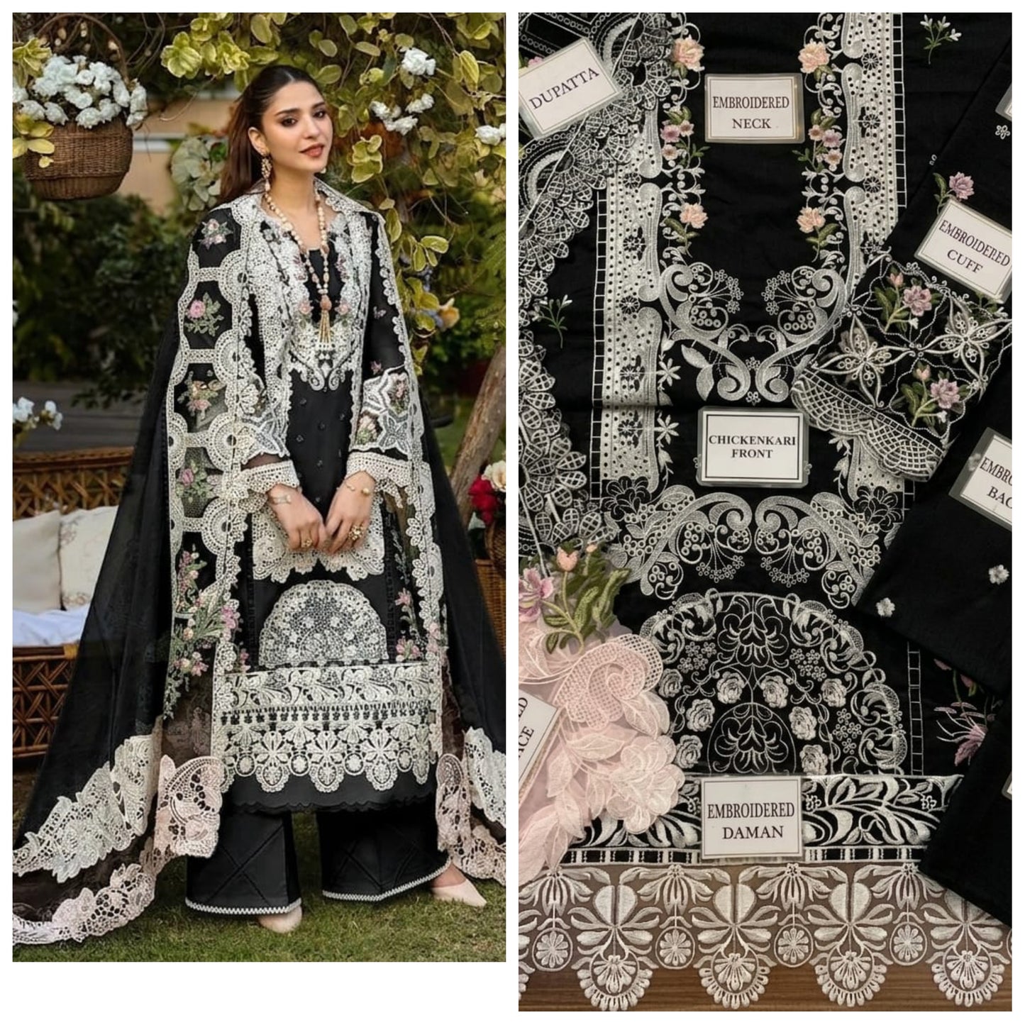 Elaf Chickenkari Embroidered Unstitched 3 Piece