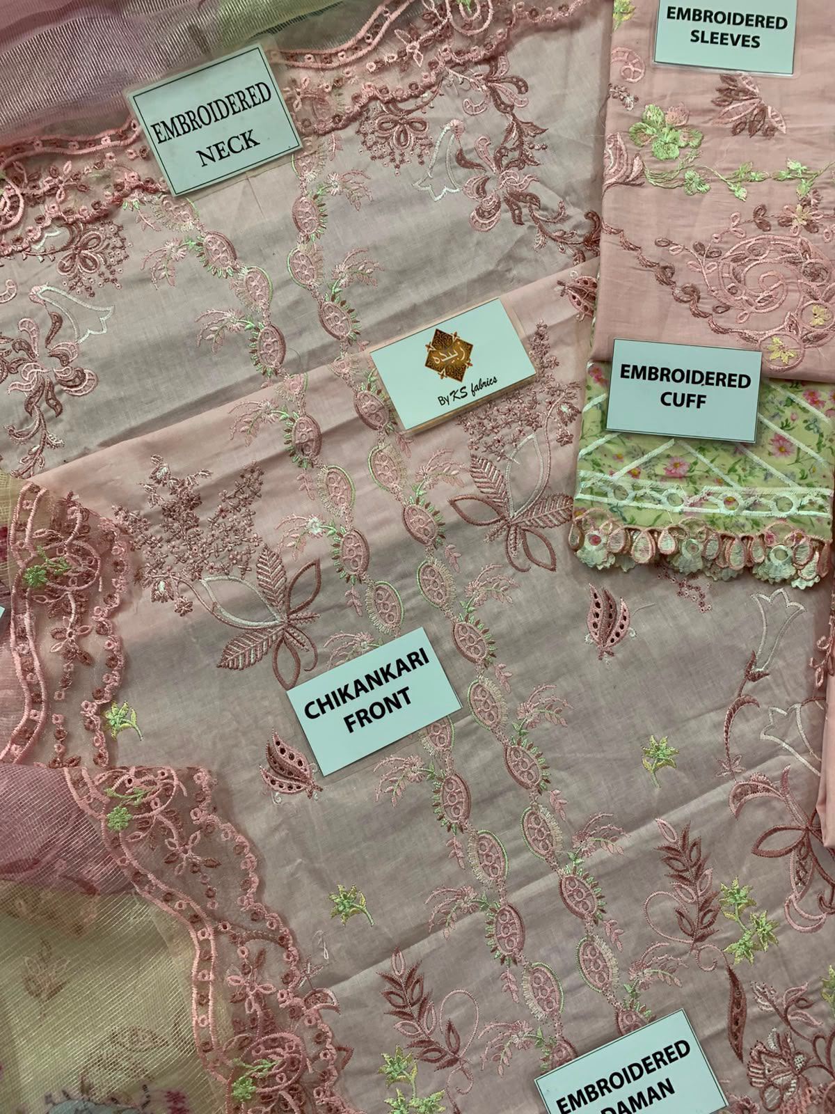 Qalamkar Chikenkari Unstitched 3 Piece